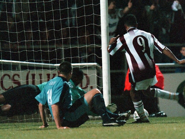 September 15, 1998 - Premier League Hammers were beaten thanks to a Chris Freestone double. Town lost the second 1-0 at Upton Park, but progressed on aggregate