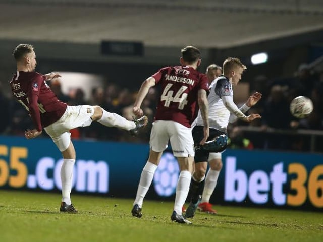 Chris Lines sends a dipping volley just over the bar