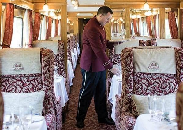 The plush interior of one of the Northern Belle's seven carriages.