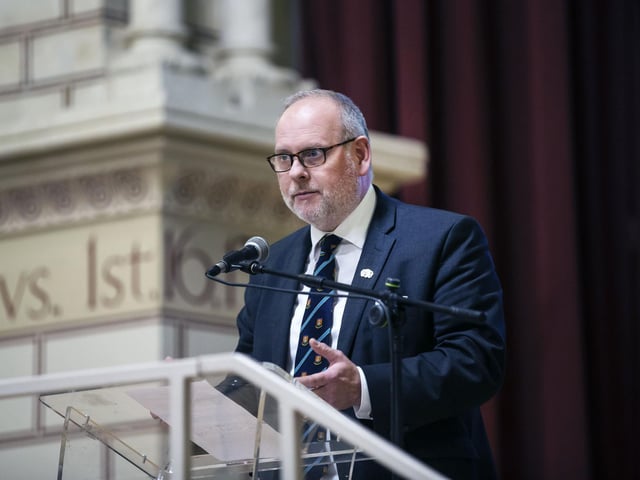 Northampton Borough Council leader Jonathan Nunn opens the Holocaust Memorial Day service