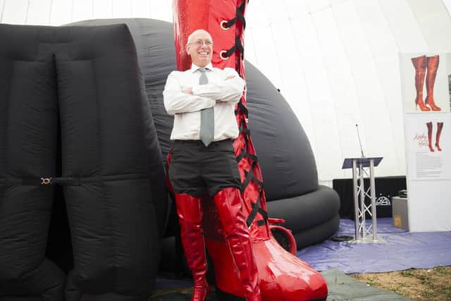 The original Kinky Boots boss, Steve Pateman, pictured wearing his own creations at the Kinky Boots showing at Becket's Park last year. Picture taken by Kirsty Edmonds.