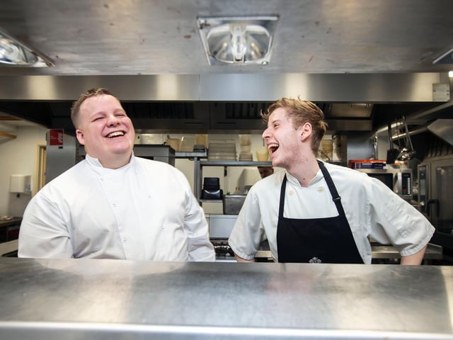 Sam and Arthur photographed in their kitchen by Kirsty Edmonds