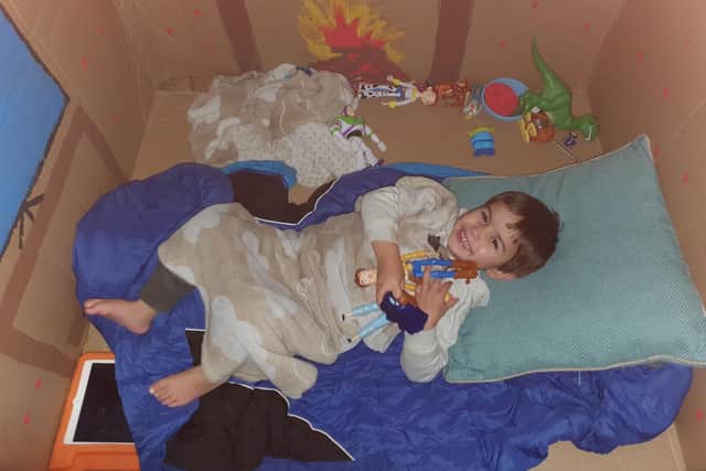 Harleigh is only three but he wanted to take part in his own Big Sleep Out.