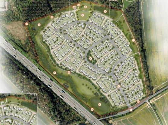 The proposed new homes for Grange Park, next to the M1, were refused by South Northants councillors