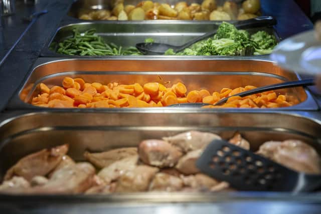 Aldi supplied chicken breasts, carrots, broccoli, green beans, potatoes, gravy. And, then for pudding cheesecake, mince pies, apple strudle and custard at Christmas.