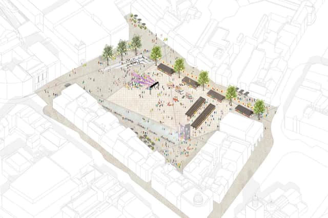 A bird's eye view of the preferred option for the Market Square redesign. Photo: Northampton Forward