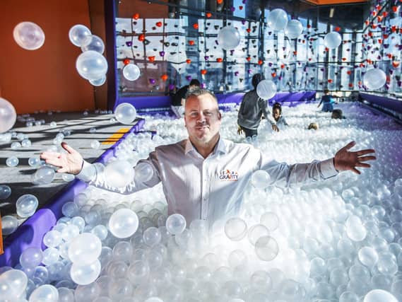 Gravity Active Entertainment sales director Shane Williams in the ball pit of the new activity centre in Sol Central, Northampton