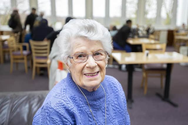 Eighty-seven-year-old Jean Marks has been a befriender at Emmanuel Church Cafe  for 13 years. She started offering her friendship to cafe-goers after she started working in the cafe in 2002. It was then she noticed there was lots of lonely people who needed company. Pictures: Kirsty Edmonds.