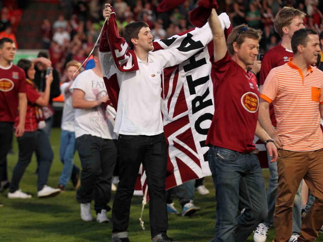 There was a good-natured pitch invasion at the end of the game
