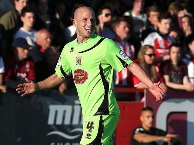 Luke Guttridge celebrates his stunning goal