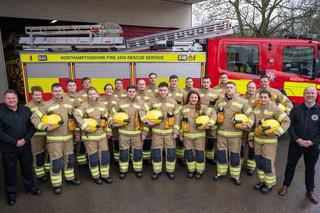 The group of 20 new Northamptonshire Fire and Rescue Service recruits. Photo: NFRS
