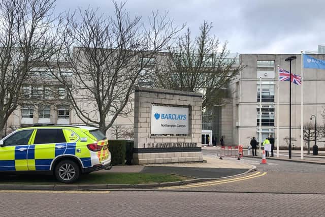 Police were at Barclays HQ in Brackmills on Wednesday morning.