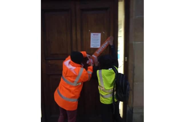 Activists claim they "disabled" the doors before staff arrived to work.