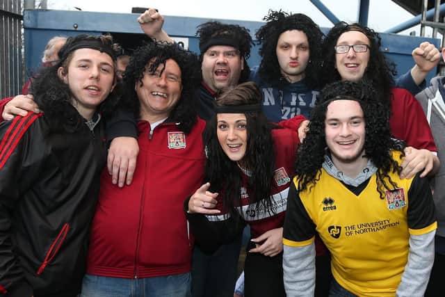 Lee Geary (second from left) gets into the spirit of 'John-Joe O'Toole day' at Mansfield Town