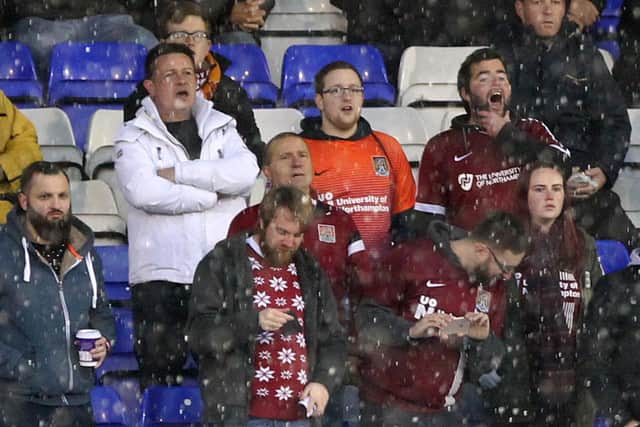 Lee Geary in the snow at Oldham
