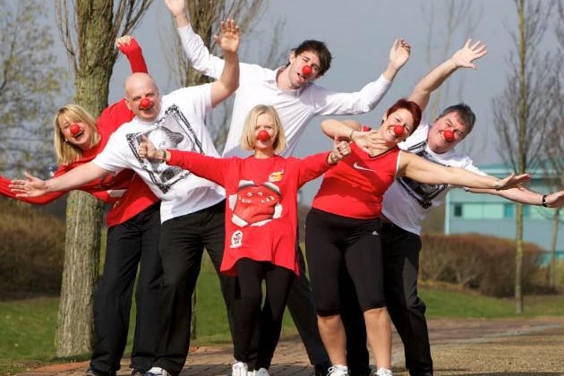 Miller Homes Yorkshire head office staff prepare for a fun run in aid of Comic Relief in 2011, pictured: Michelle Sumby, David Pearson, Pauline Jeffs, Adam Patterson, Debbie Swarbrick, Tony Whitehouse
