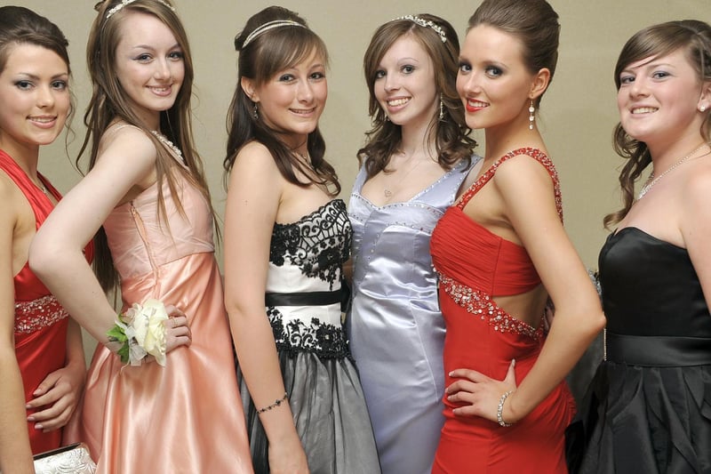 Hodgson High School leavers prom at the Hilton Hotel, Blackpool, 2010
L-R Megan Nisbet, Tara Crawforth, Lauren Roberts, Hailey Lapping, Nataliya Manifold and Sarah Spindler.