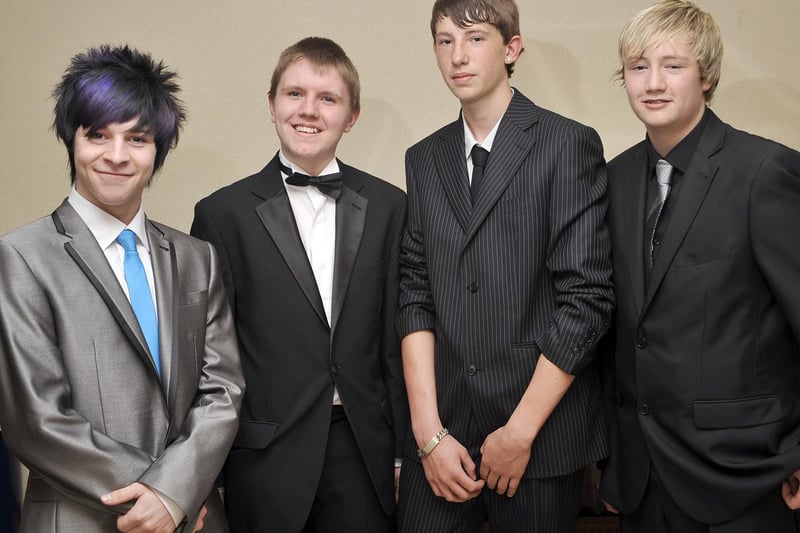 Hodgson High School leavers prom at the Hilton Hotel, Blackpool, 2010
L-R Kieran Tiunan, Andrew Milnes, Nick Brown and Daniel Birch.