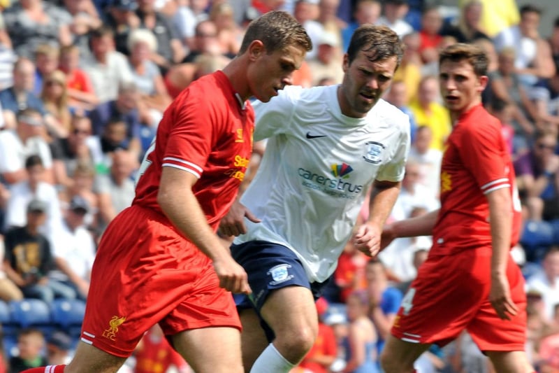 The England midfielder played for Liverpool against PNE at Deepdale in a friendly in  July 2013