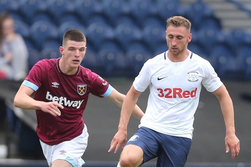 Declan Rice played for West Ham against PNE in a friendly at Deepdale in July 2018.