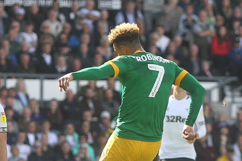Not the greatest picture but Mason Mount can be spotted under Callum Robinson's right arm playing for Derby against PNE in August 2018 when on loan with the Rams