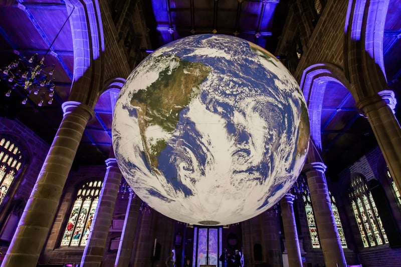 Taking centre stage in Wakefield Cathedral is the stunning 7-metre, illuminated replica of Earth.