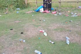 Litter was just left around the bin once it was full in Delapre. Photo: Northampton Neighbourhood Policing Team/Facebook.