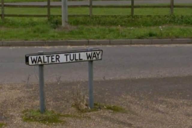 A fire broke out in a bin out Walter Tull Way after a disposable barbecue was thrown away.