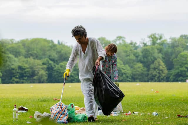 A number of volunteers have been litter picking daily in Abington Park. Photo: Leila Coker.