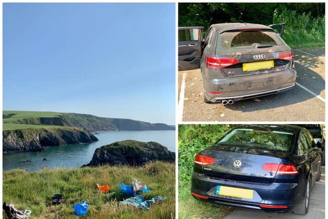 Welsh police told the group from Northampton to take their rubbish home with them. Photo Pembrokeshire Roads Unit