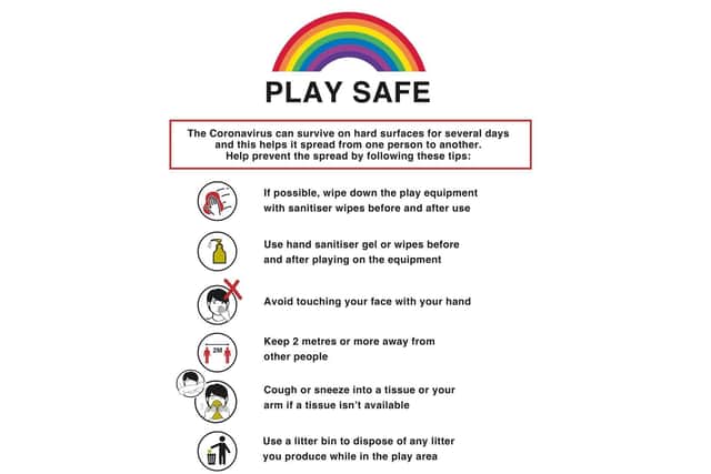 A sign for safe play area use that will be going up in playgrounds across Northampton. Photo: Northampton Borough Council