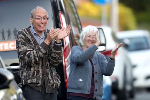An elderly couple 'clap for carers' in Northampton. Photo: Getty Images