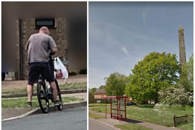 Police issued a photo of a man on a bike they want to speak to following the assault near a bus stop in Obelisk Rise
