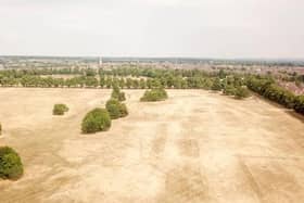 Peter Kennedy's drone got this bird's-eye view of the parched Racecourse in July 2018