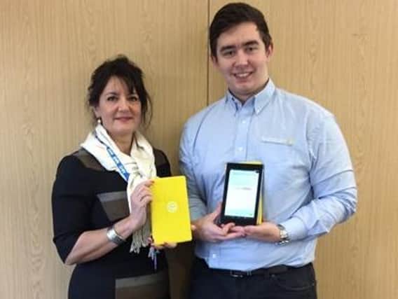 Gabriella OKeefe, Head of Quality Improvement for Northamptonshire CCG, and Connor Johnston, expert analyst of Sundown Solutions which has supported development of the yellow bracelet scheme in Northamptonshire