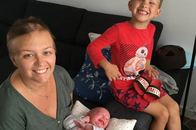Monika pictured with her daughter Eliana and six-year-old son Alexander.