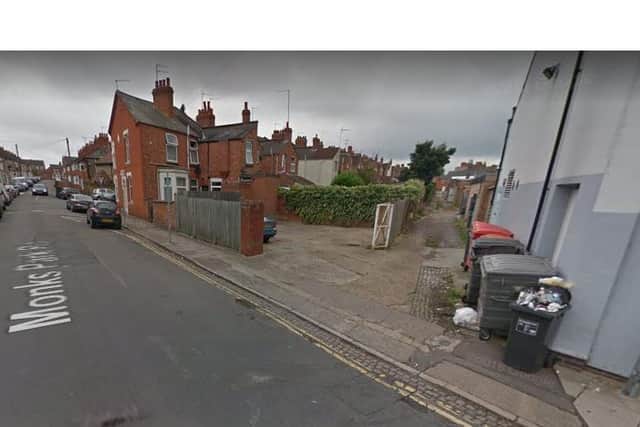 Police are investigating the attack in this alleyway near Monks Park Road