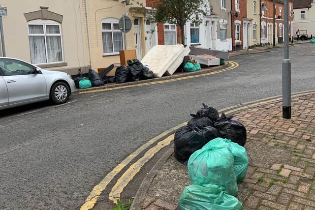 The rubbish dumped on Charles Street, Northampton, last week