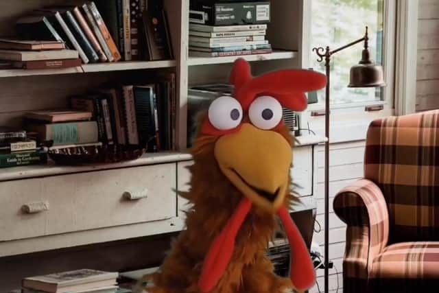 The film includes a three-legged chicken.