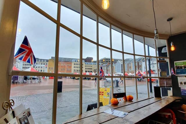 The cafe is in the heart of Northampton and helps local people.