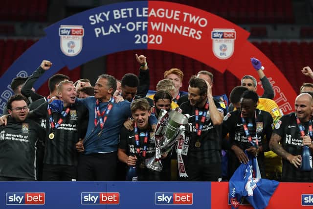 The Cobblers won the league two play-off final last month