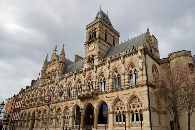 A leaking roof is causing 'substantial harm' to the grade II listed Guildhall in Northampton town centre.
