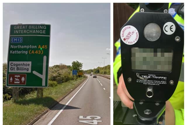 The BMW was clocked at 150mph along this stretch of the A45 near Earls Barton