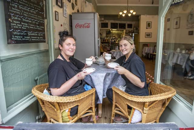 Staff at The Sandwich Shop on Gold Street when cafes were allowed to reopen after the coronavirus lockdown