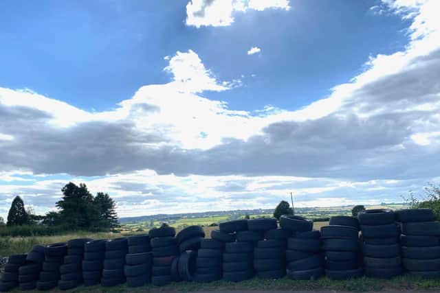 More than 100 tyres were found dumped in Brixworth. Photo: Northamptonshire Police