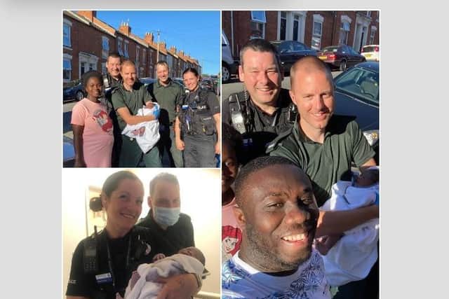 A day they won't forget: Baby Harris was delivered by Northamptonshire Police officers