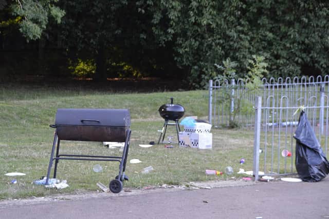 Two large BBQs were ditched in the middle of the park before the council cleaned it up.