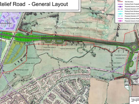 A map of where the north-west relief road would go if it is approved