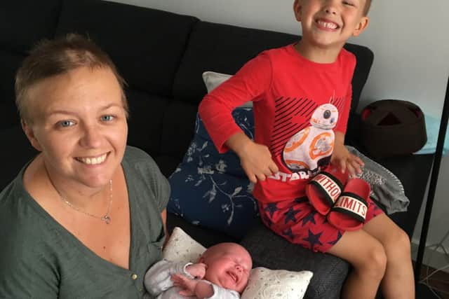 Monika pictured with her children, Alexander and baby Eliana