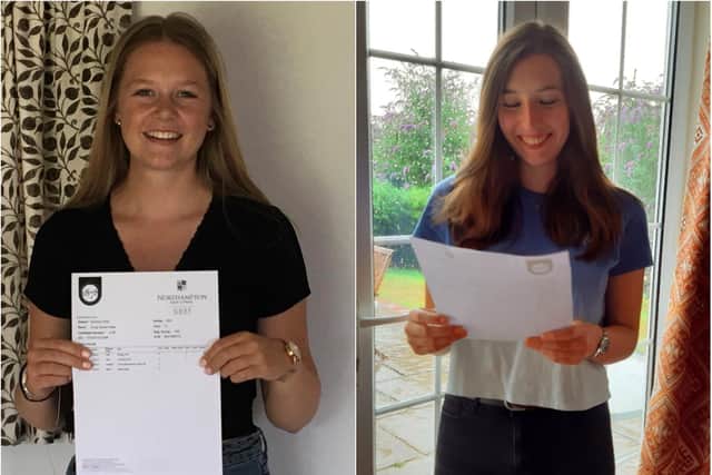 Emily Potter (left) and Lucy Ward (right) were among those from the school who received their grades today.
